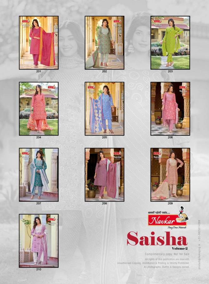 Saisha Vol 2 By Navkar Readymade Cotton Salwar Suits Catalog